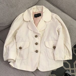 BCBG Beige/Cream Ruffle Short Sleeve Jacket